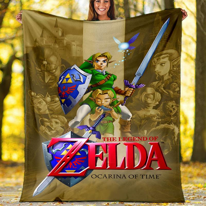 1pc Game Zelda Theme Blanket - Digital Print, Polyester, Cozy for All Seasons, Perfect for Outdoor, and Travel