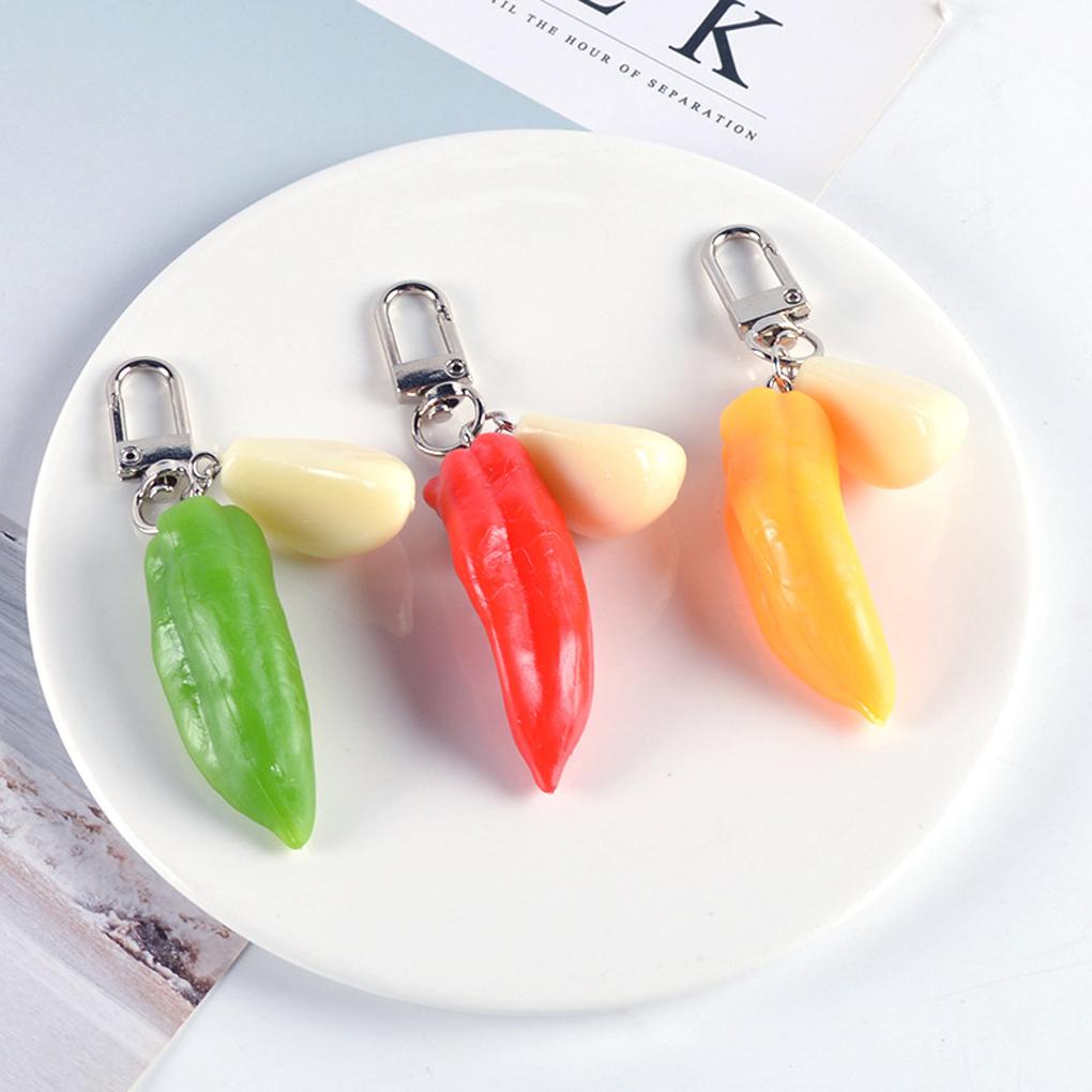 Chain Ring Fashion Chilli Garlic Keychain Bag Portable Pendant Hanging Handbag Holder Wallet Decoration for Woman Man