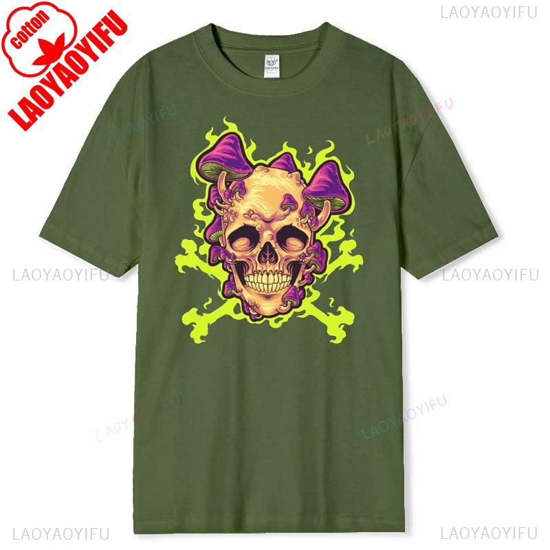 Skull Graphic Tshirt Unisex Cotton Short Sleeve Casual Round Neck Breathable New Arrival Retro Halloween Apparel Softstyle Tee