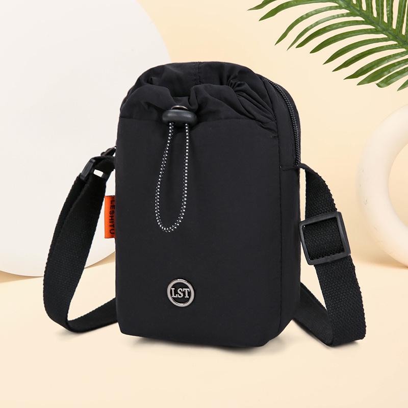 Cross-border Multifunctional Messenger & Phone Bag - Casual Shoulder Bag with Water Bottle & Drawstring Cup Holder, Ideal for Sports & Fitness
