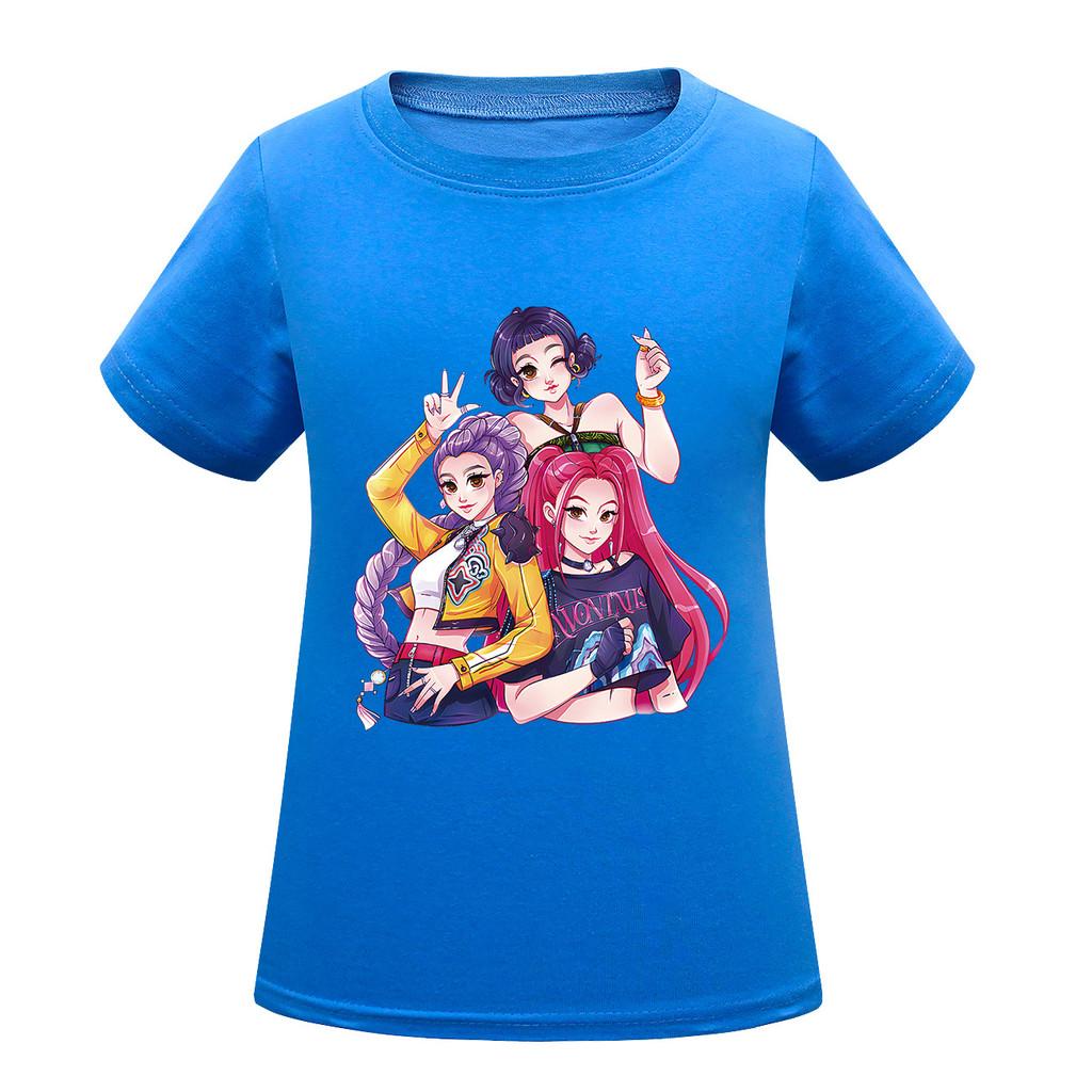 Kids Girls Anime Cartoon K-POP Rumi Zoey Mira Printed Casual Short Sleeves T-Shirt Top