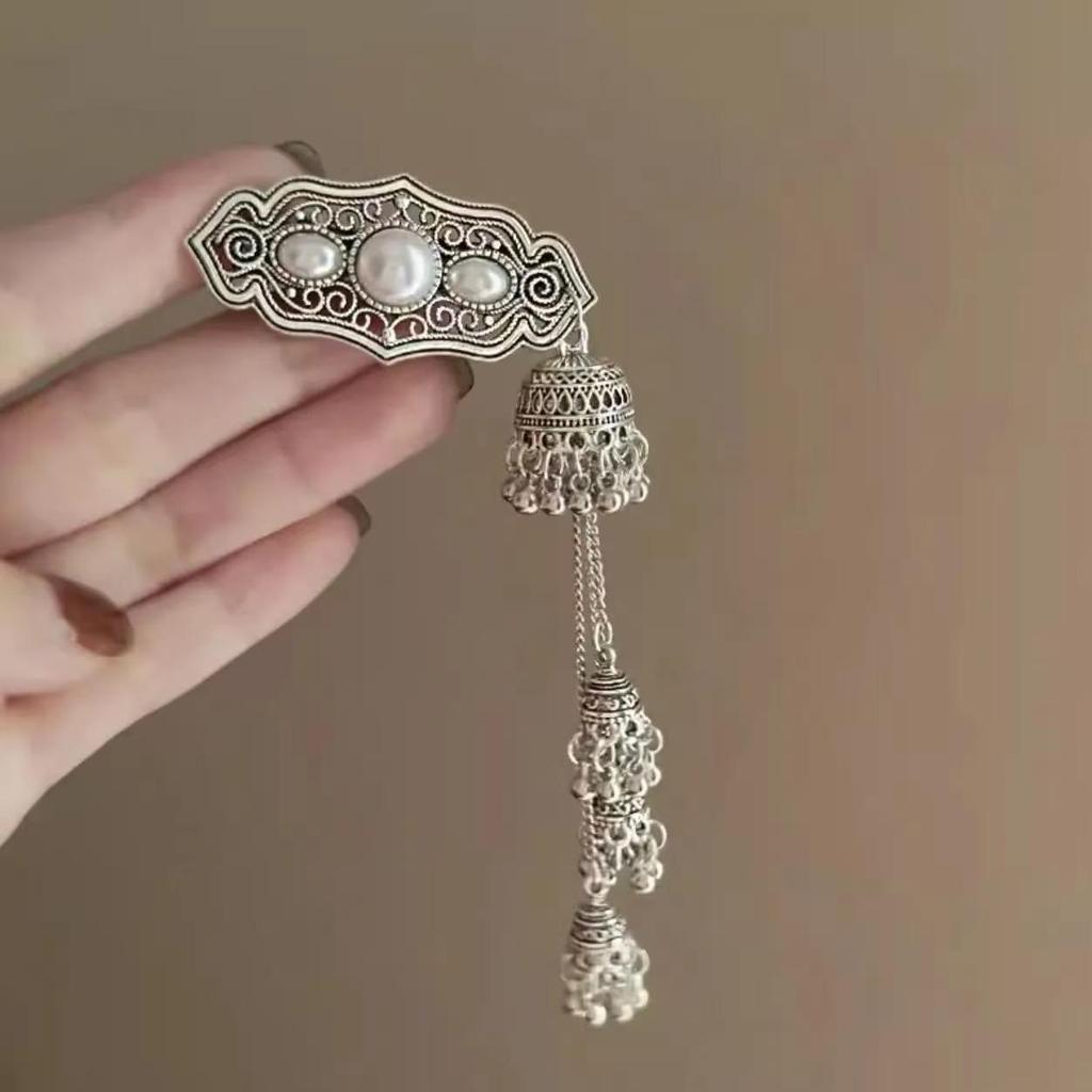 Turquoise Tassel Hair Clip: Exquisite Ethnic Mongolian Style for Women