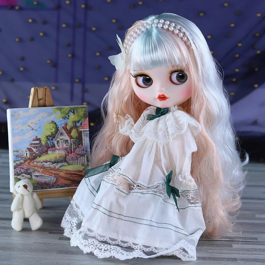 ICY DBS Blyth Doll White Skin Colorful Hair Glossy Matte Face Nude Joint Body Girl Toy Gift