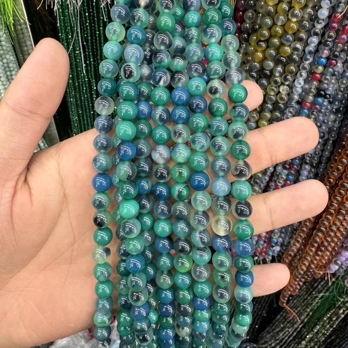 Разноцветные агатовые круглые бусины для DIY-украшений – Популярный стиль, полуфабрикаты 6mm, approx. 60 beads per strand