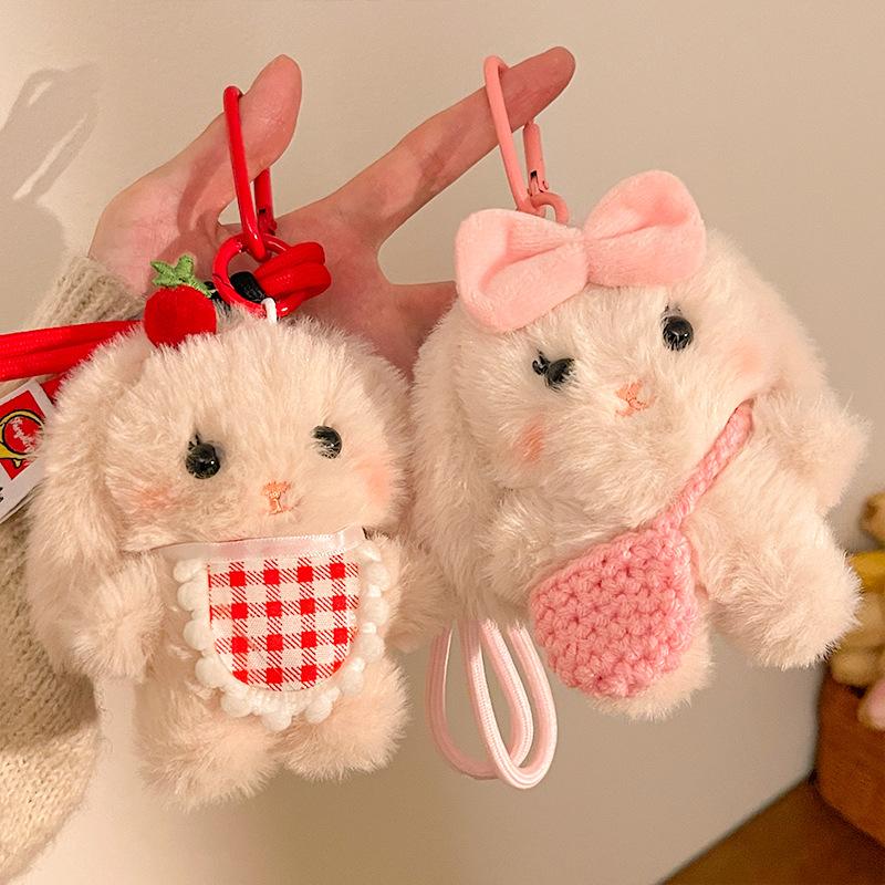 Cartoon Plush Rabbit Keychain Stuffed Doll Toy Bag Pendant Charms Car Keyring Accessories For Women Couples Kawaii Gift