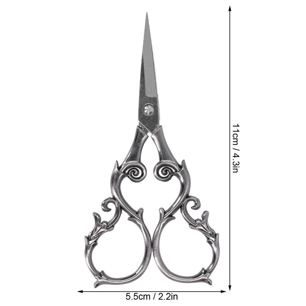 Retro Scissors Stainless Steel Gourd Shape DIY Vintage Small Embroidery Cutting ToolsGray Silver