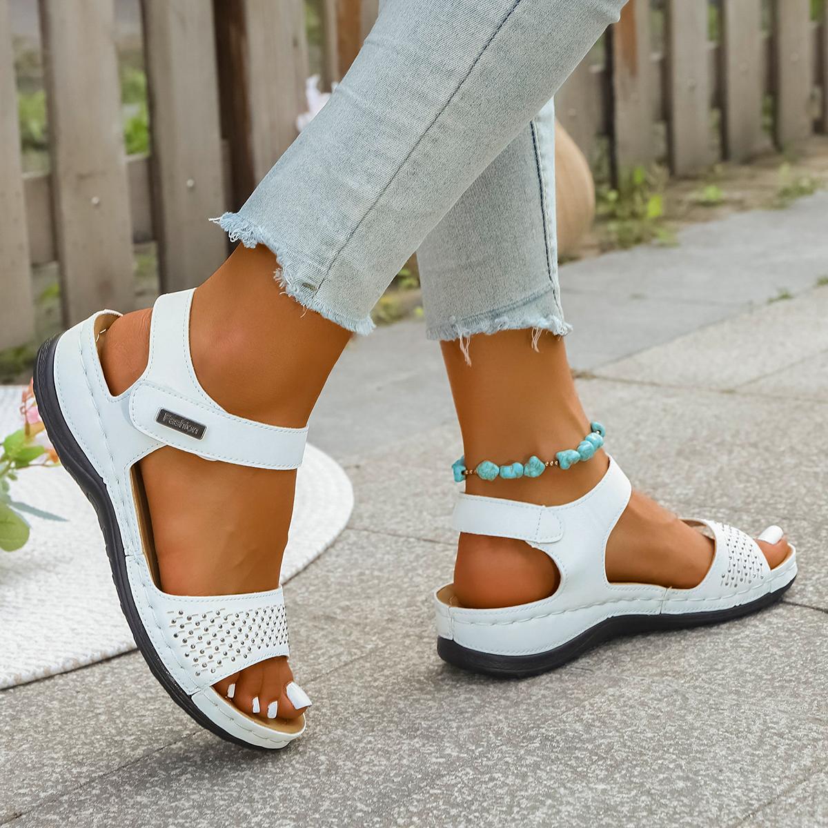 

Fashion Women Comfortable Fashion Sandals Open Toe Designer Shoes Women Slip on Lightweight Outdoor Casual Sandals Sandalias De Mujer 36 білий