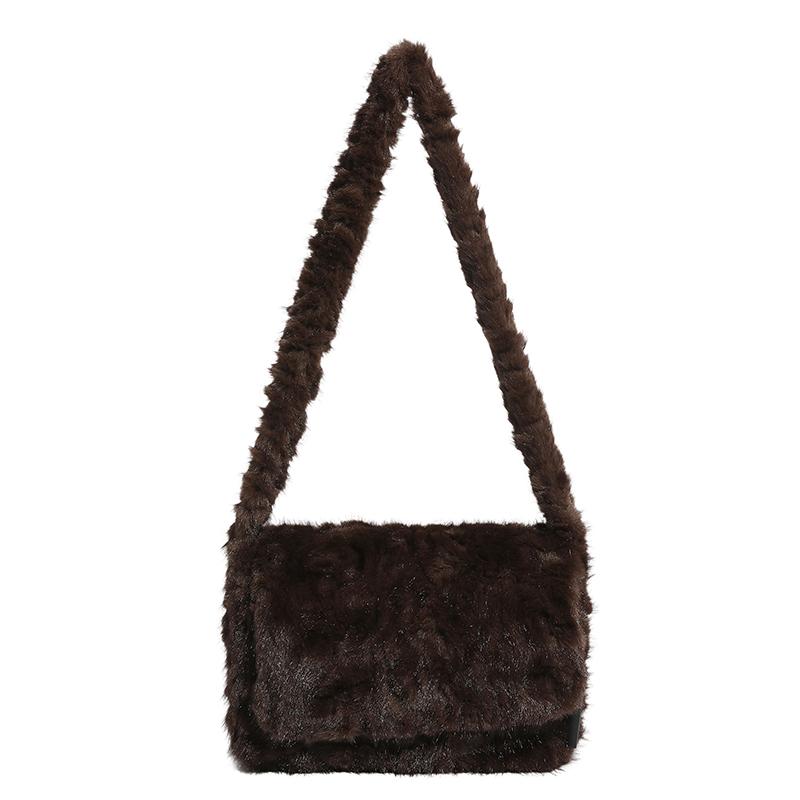 Fashionable Flap Clutch Purse Bag Soft Faux Fur Small Shoulder Bags For Women 2025 Winter Trend Korean Plush Handbags Crossbody Bag
