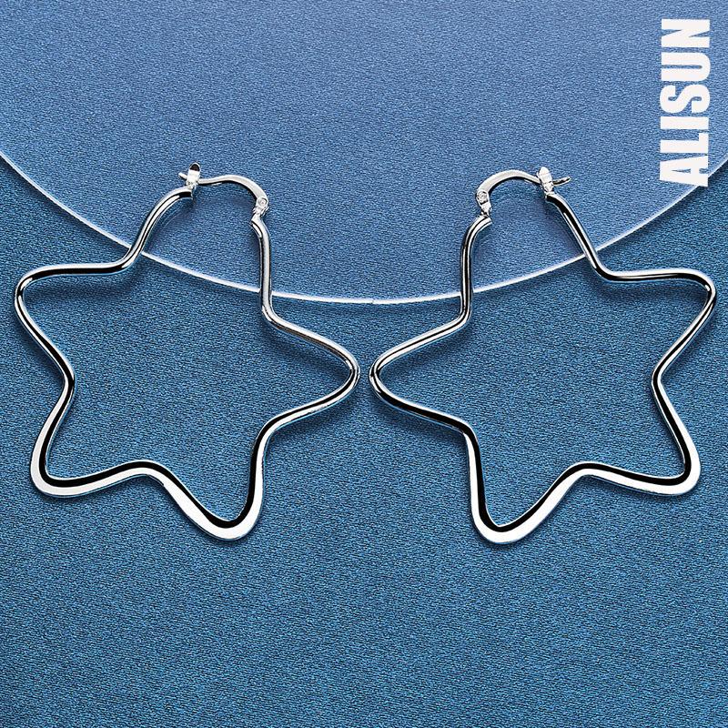 Cercei romantici cu piercing cu stea mare din argint 925 Bijuterii la modă pentru nuntă