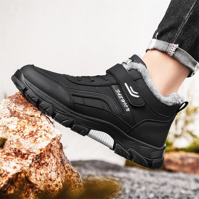 Men Waterproof Outdoor Boots Winter Warm Popular Footwear Male Suede Casual Snow Plush Warm Shoes Leather Walking Shoes Hunting