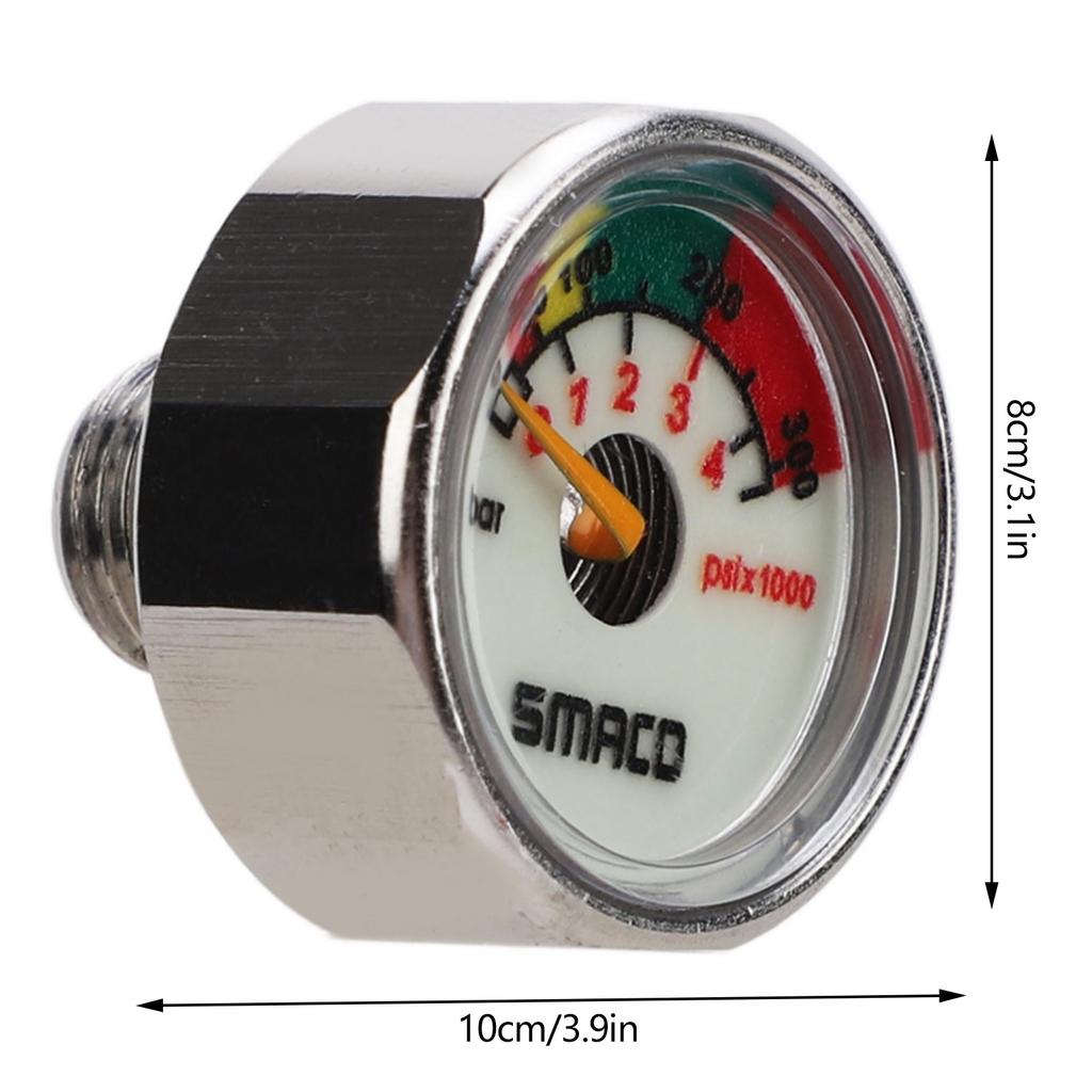 Pony Bottle Pressure Gauge Air Diving Cylinder Oxygen Tank Stainless Steel Waterproof M10