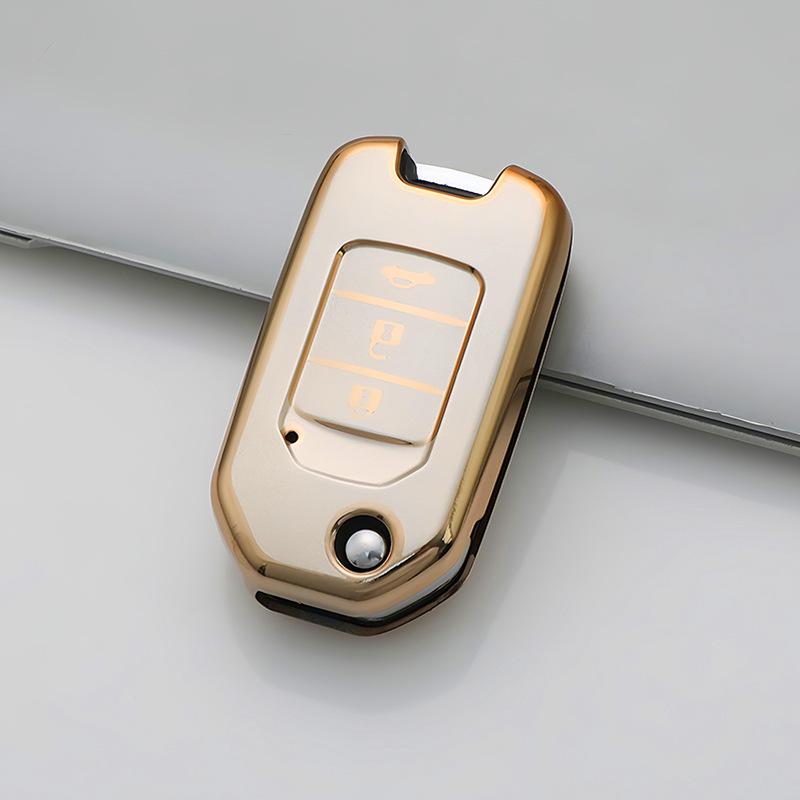 Flowing Sand Champagne Gold Car Key Cover for 2-3 Button Honda Vezel, XRV, CR-V, Spirior, Accord.