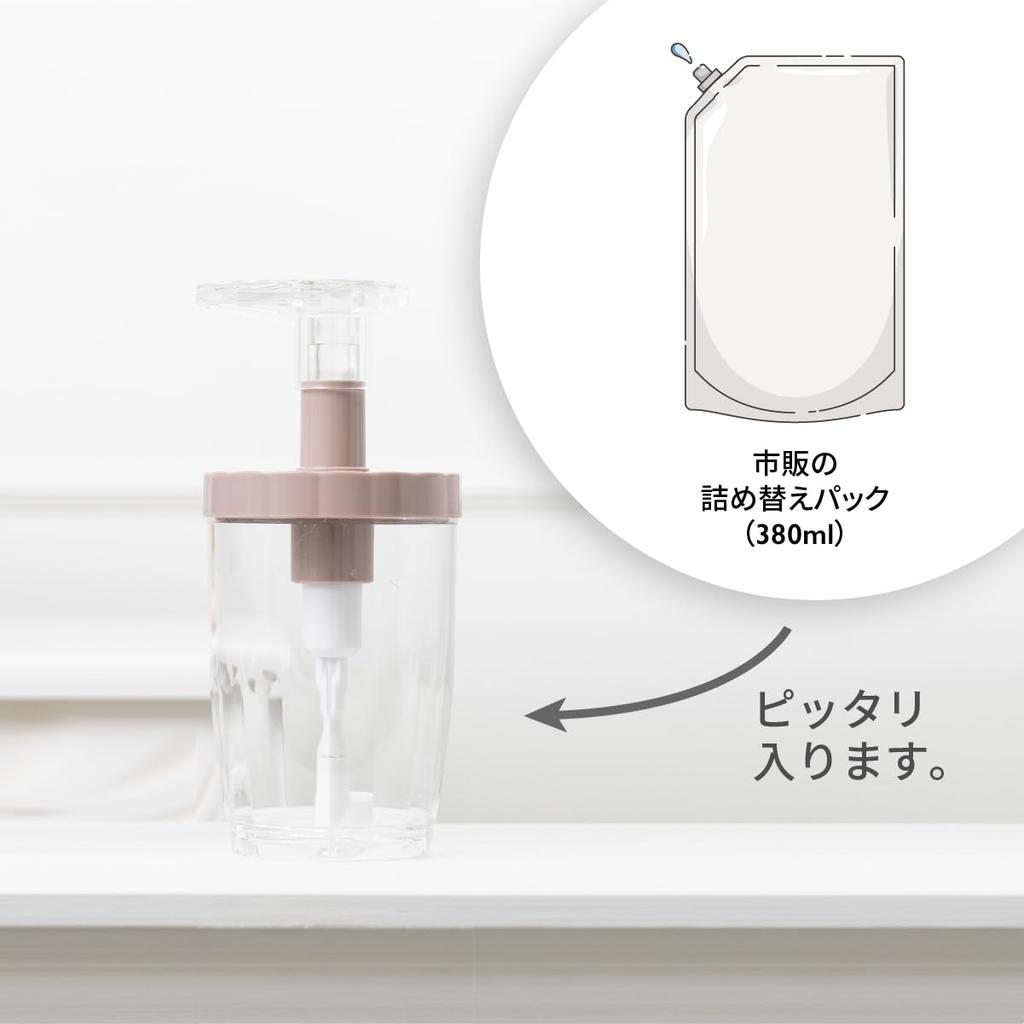 AMORE Shampoo and Body Soap Refill Compact Wide Large Seal Lindpark WH380 Bottle, White, 380ml, Dispenser, Mouth, Capacity, Stylish, Included,