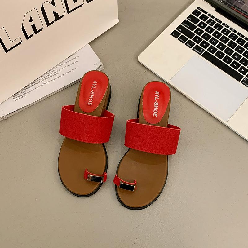 Fashion New Niche Retro Heightened Slope Heel Cool Slippers with Outer Wear Cover Toe Cold Slippers Women