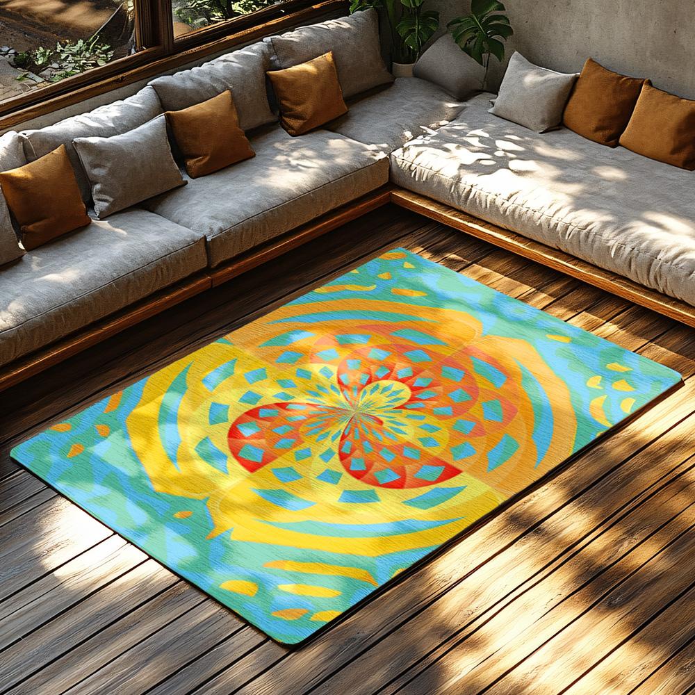Colorful Abstract Area Rug Modern Geometric Carpet Living Room Decor Non Slip Floor Mat Home Decor Indoor Outdoor Accent Rug