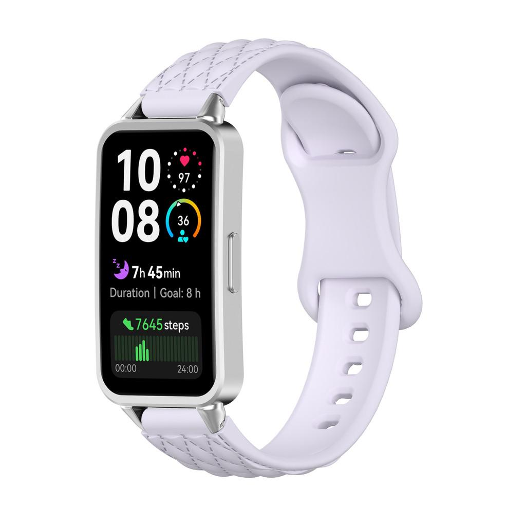Diamond Patterned Butterfly Buckle Silicone Waterproof Strap Suitable for Huawei Wristband 11/11 Pro 10 9 8 For HUAWEI Band