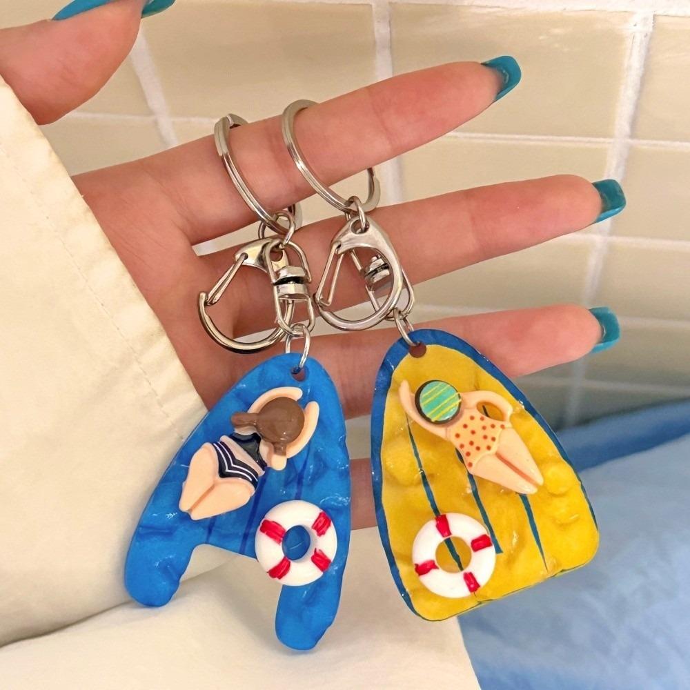 Zink Zinklegierung Pool Schwimmbrett Schlüsselanhänger Blau Gelb Tasche Anhänger Kleine Schwimmfigur Anhänger Sommer