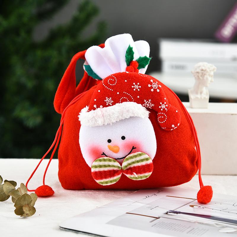 Creative Christmas Gift Bag 2020 Three-Dimensional Doll Candy Tote Bag, Classic Snowman Handmade Bundle Bag