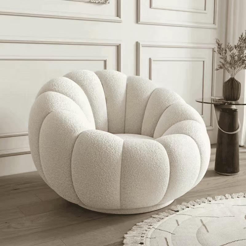 Pumpkin Style Cream Recliner: Comfy Single Sofa for Small Apartments