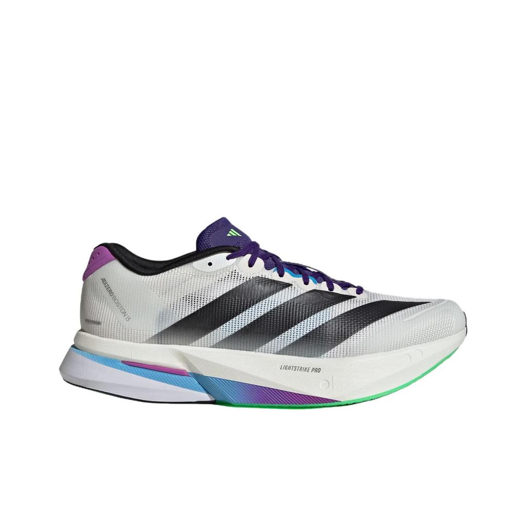 Adidas Adizero Boston 13 Ultra Lightweight Breathable Sweat-Wicking Professional Competition Training Running Shoes Men Sneakers White Black JS4946