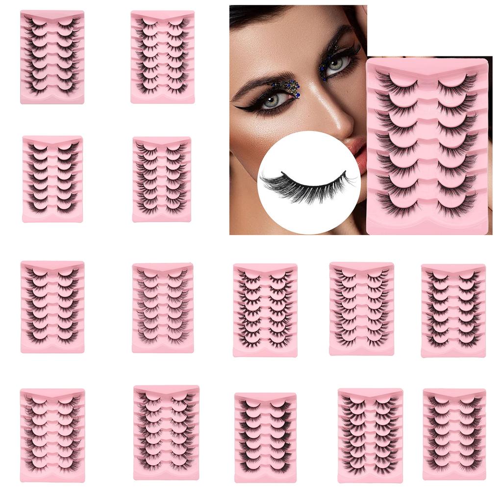 Cat Eye Lashes Extension Fox Eye Faux Mink Lashes Natural Look Eyelashes Fuzzy Volume Wispy Lashes 7Pair Fake Eyelash