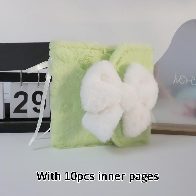 Ins Plush Bow 3-Inch Photo Album Two-Grid Bowknot Small Cards Storage Book Girl Star Chasing Card Loose Leaf Storage Album