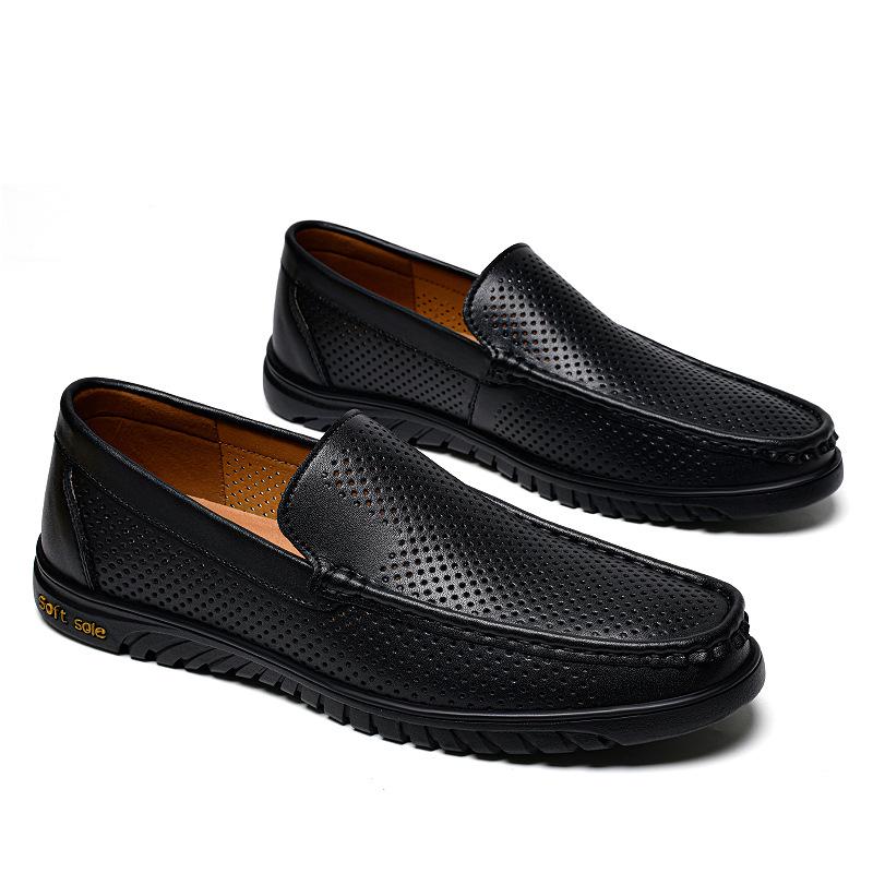 Men's Genuine Leather Loafers - Soft Sole, Breathable & Trendy Driving Shoes
