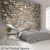 2D River Rock Texture Tapestry, 3D Stone Wall Print Wall Hanging