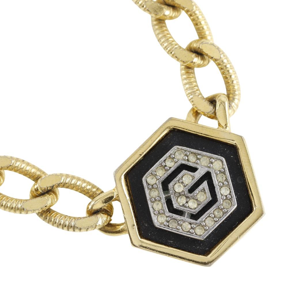 

Givenchy G logo Necklace black Plated Gold/Rhinestone 41.2g Women Used
