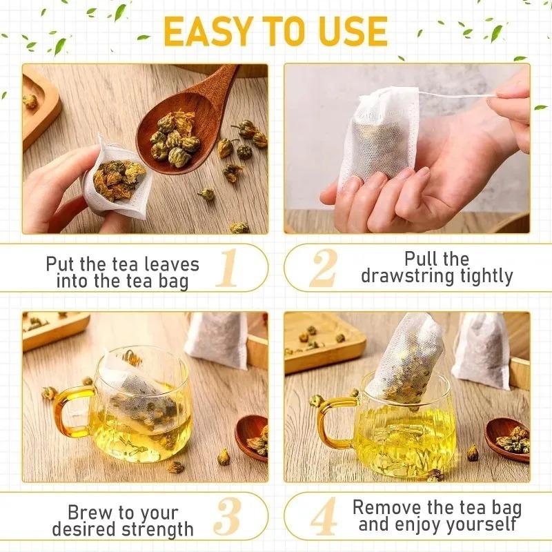 300/50PCS Disposable Tea Filter Bags Non-woven Fabric Tea Bag with Drawstring Kitchen Filter Paper for Coffee Herb Loose Tea