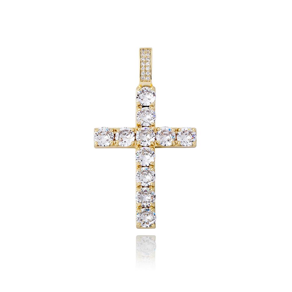 High Quality Cross Pendant Gold Plated Iced Out Micro Pave CZ Pendant Hip Hop Delicate Fashion Jewelry Pendants Charms for Women