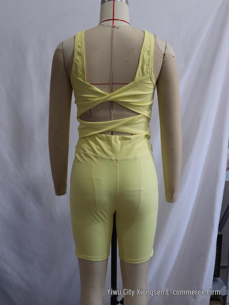 Women's Summer Yoga Set: Comfortable Sling Vest + Shorts for Morning Runs and Gym