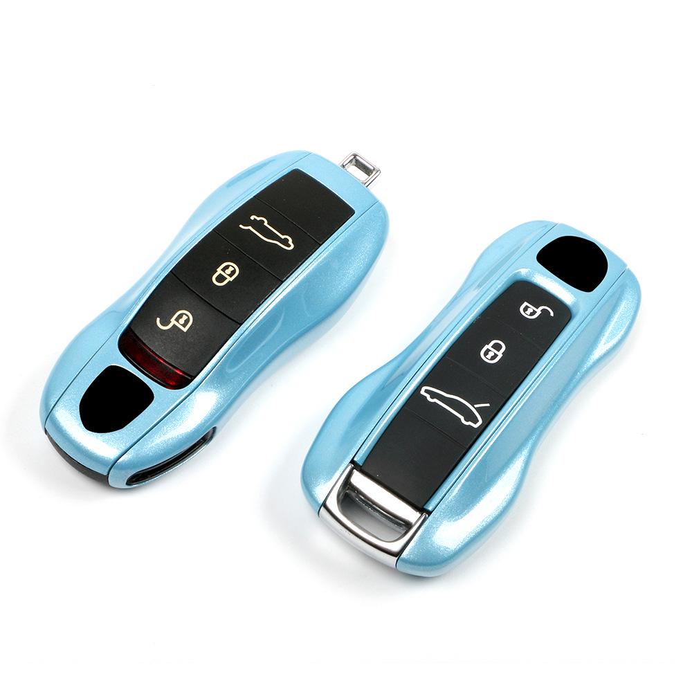 Ice Crystal Blue Replacement Shell for Porsche Taycan, 911, Panamera, Macan, Cayenne, 718 Keys