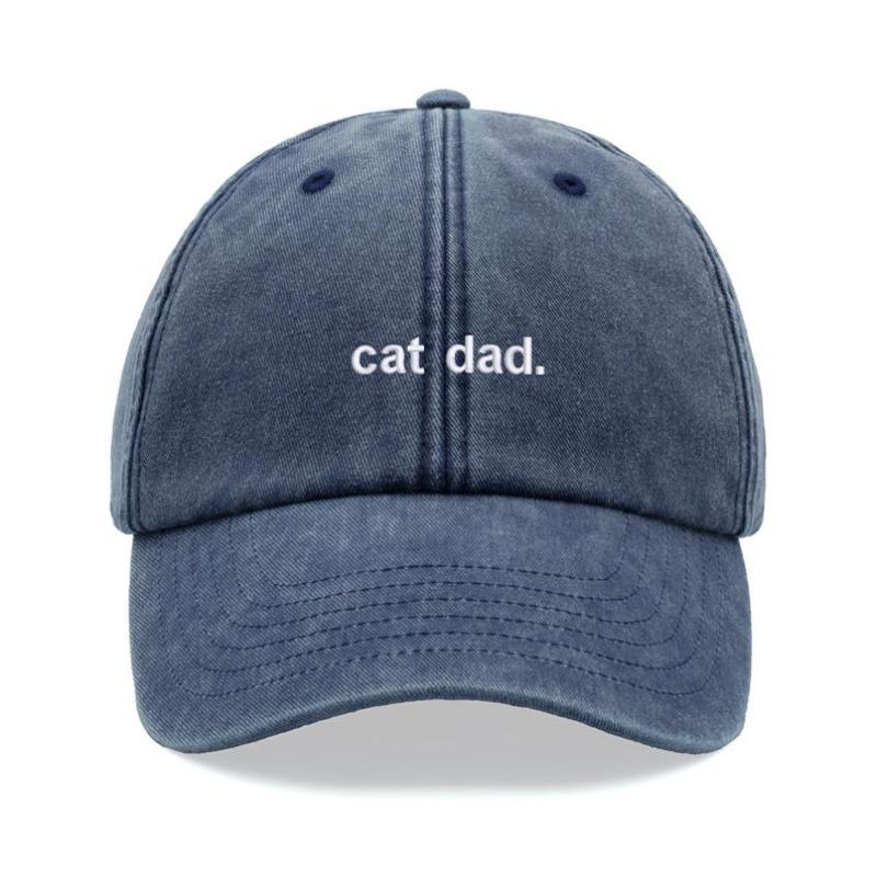 1pc "cat Dad" Retro Washed Baseball Cap Fashion Simple Leisuer Adjustable Unisex Driver Caps,suitable for Dailywear,tralve,beach
