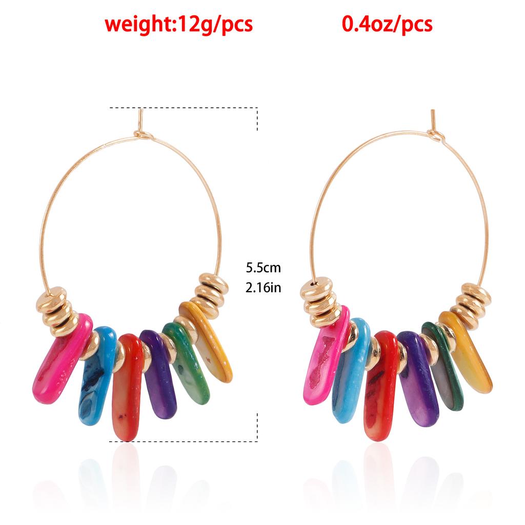 Simple Large Circle Geometric Earrings, Painted Colored Shells, Ethnic Style Exaggerated Earrings