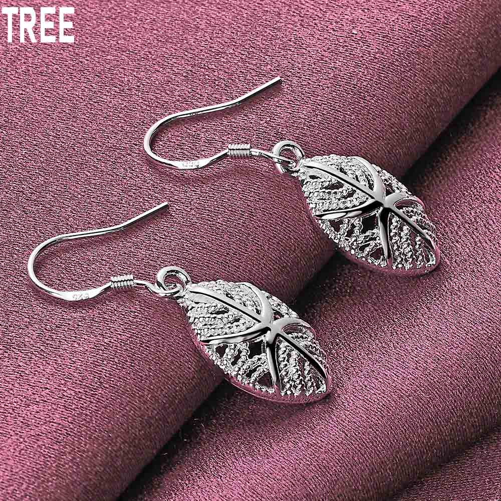 925 Sterling Silber Blatt Anhänger Piercing Ohrringe Mode Hochzeit Schmuck