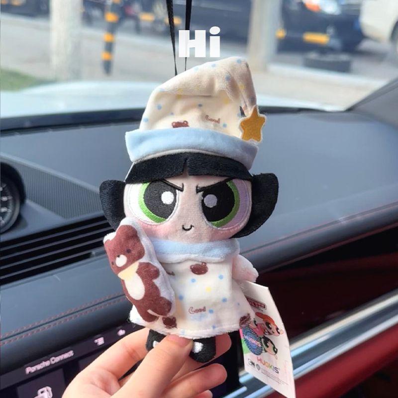 Powerpuff Girls Car Seatbelt Shoulder Pad Cartoon Anime Decoration Interior Cute Doll Gift for Girls Fluffy Charm