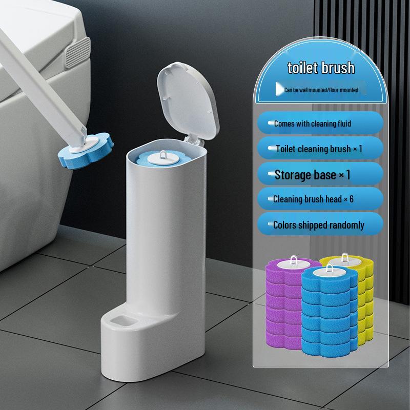 

Douyin Long Handle Soft Bristle Toilet Brush Set - No Dead Corners, Disposable Cleaners Included
