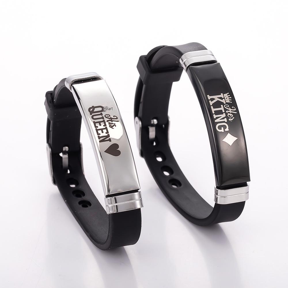 European & American Adjustable Silicone Crown Couple Bracelets - QUEEN & KING Design