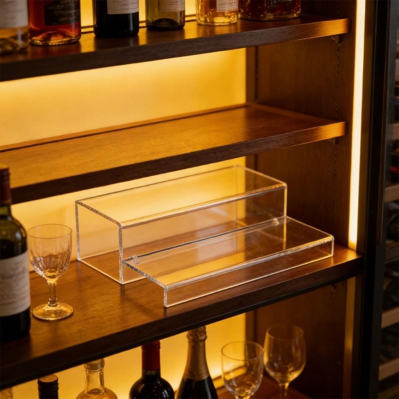 2 Tiers Wine Rack Craft Of Sturdy Acrylic Materials For Kitchen Or Offices Use