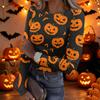 Women's Casual Long Sleeve Ribbed Halloween Print Top Crew Neck Stretchy Slim Fit Lightweight Shirt