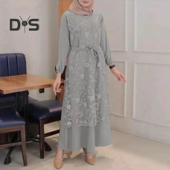 

Леди весеннее платье с длинным рукавом и круглым вырезом на шнуровке с поясом и плиссировкой трапециевидной формы, двухслойное платье с цветочной вышивкой до щиколотки, тонкая талия, эластичные манжеты, платье макси XL розовый