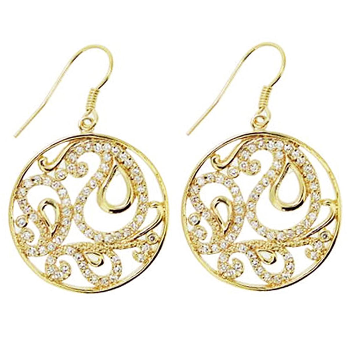 

Les Trésors De Lily [K7350] - Позолоченные серьги Богиня из белого золота - 26 мм