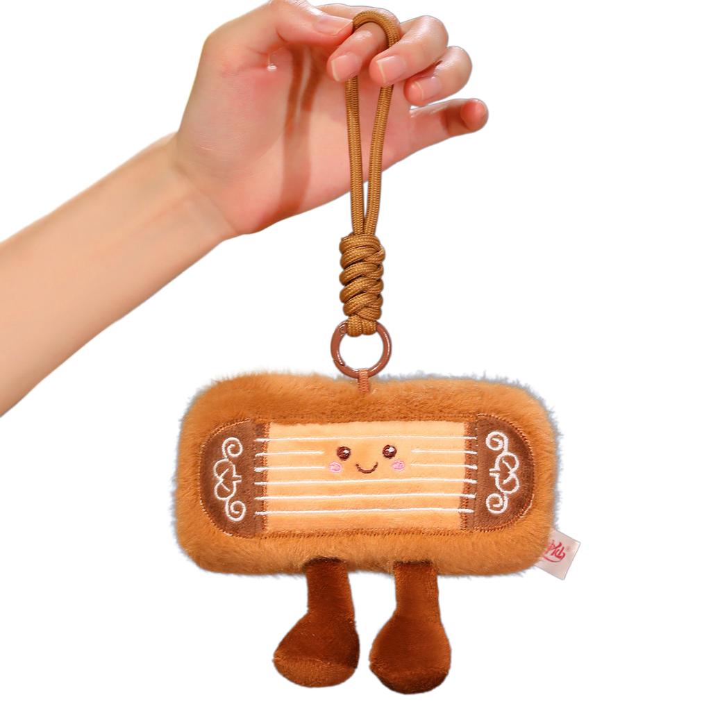 Classic Musical Instrument Guzheng Plush Toy Stuffed Humanoid Doll Pendant with Loop Plushie Decor for Bag Gift