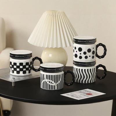 French Medieval Large Capacity Retro Girl Ceramic with Lid Coffee Mug Drinking Water Cup Breakfast Cup