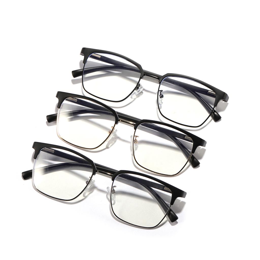 Simple square frame business style anti-blue light glasses Male and female metal students myopia glasses