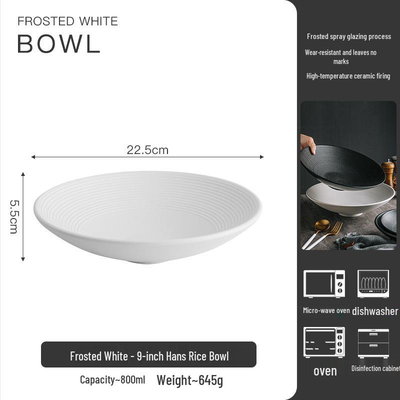 Conical Ceramic Salad & Ramen Bowl - Large Serving Dish for Home or Restaurant Use