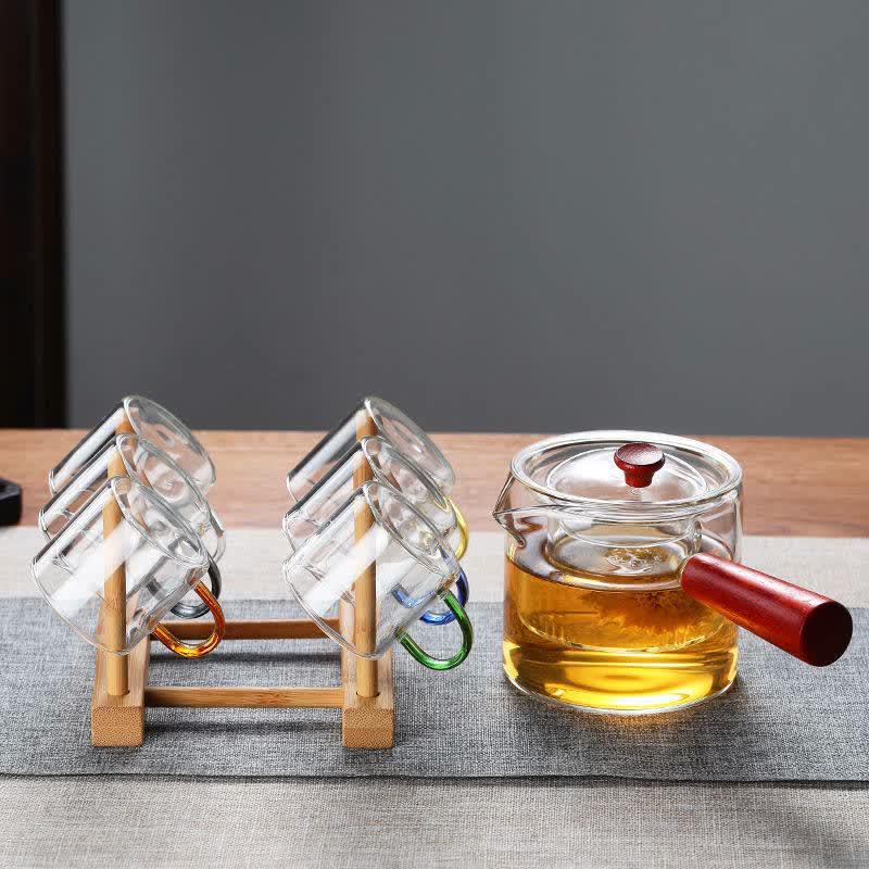 ZISIZ Colorful Heat-Resistant Glass Tea Cup Set