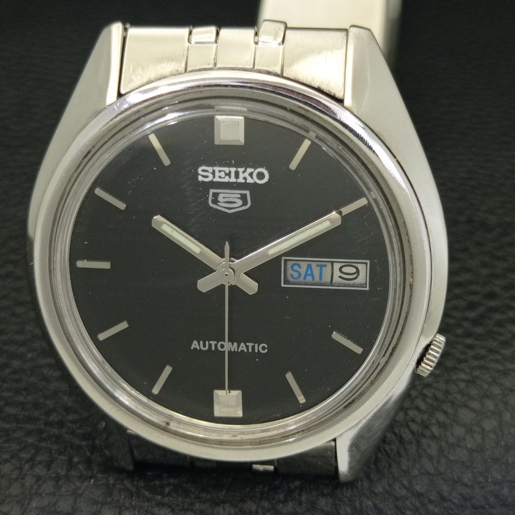 GENUINE VINTAGE SEIKO 5 AUTOMATIC JAPAN 7009A MENS BLACK DIAL WATCH A702430-5 R124-a702430