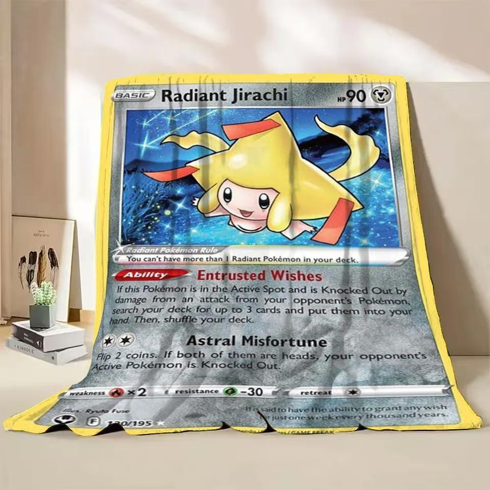 Pokémon Kaart Karakter Cartoon Flanellen Plaid Deken voor Slaapkamer Bed Bank Lunchpauze Picknick Reisdekens Kinderen Zachte Cadeaus